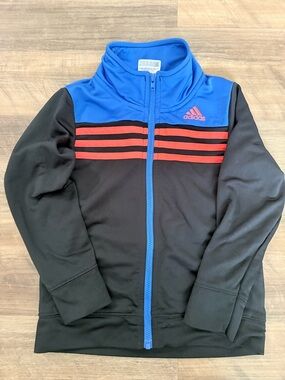 adidas Youth Zip Jacket in Bright Blue with Black Interior